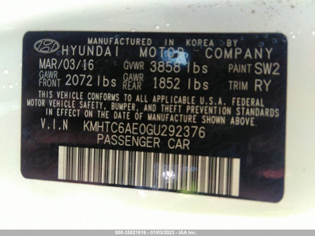 Hyundai Veloster 2016 KMHTC6AE0GU292376 Image 10