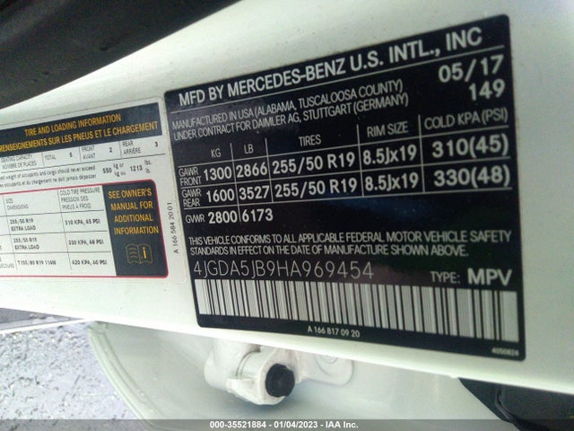 2017 Mercedes-Benz GLE-Class, VIN: 4JGDA5JB9HA969454