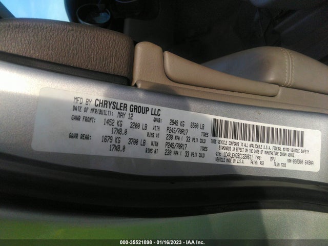 2012 JEEP GRAND CHEROKEE LAREDO VIN: 1C4RJEAG5CC320611