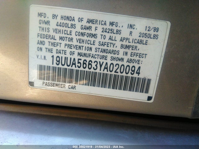 Acura TL 2000 19UUA5663YA020094 Image 10