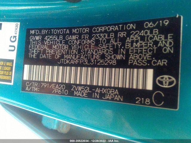 2020 Toyota Prius, VIN: JTDKARFP3L3125298