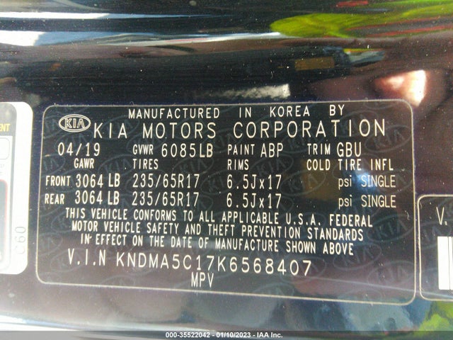 KIA Sedona L 2019 KNDMA5C17K6568407 Image 10