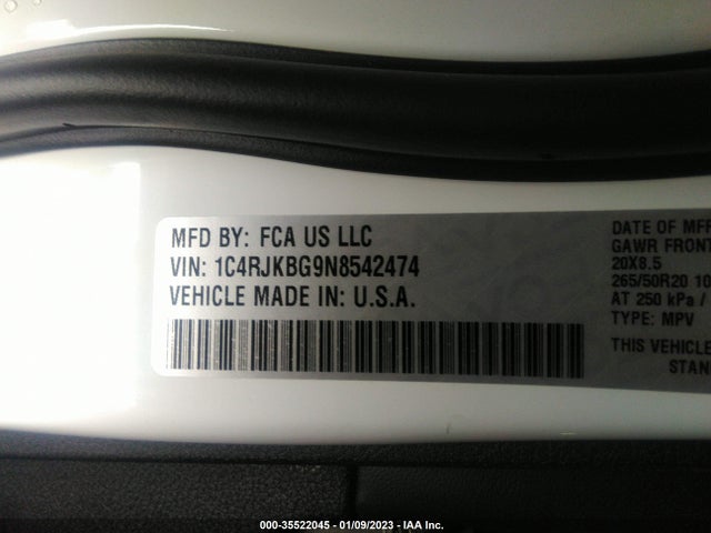 2022 Jeep Grand Cherokee, VIN: 1C4RJKBG9N8542474