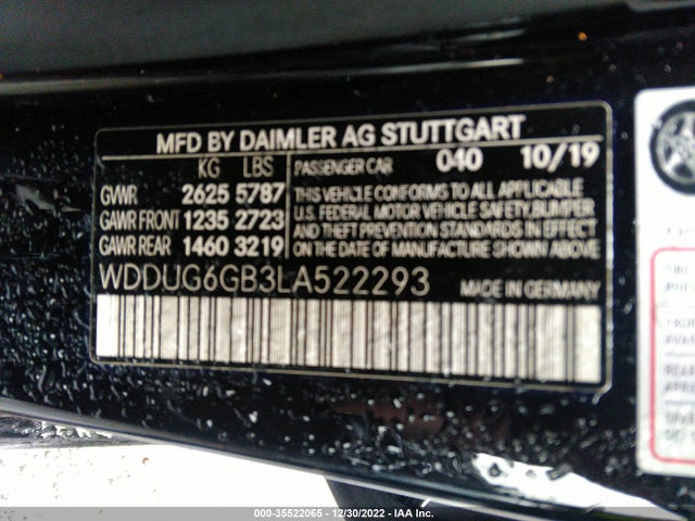2020 Mercedes-Benz S-Class, VIN: WDDUG6GB3LA522293