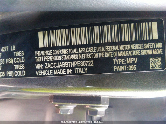 2017 Jeep Renegade, VIN: ZACCJABB7HPE80722