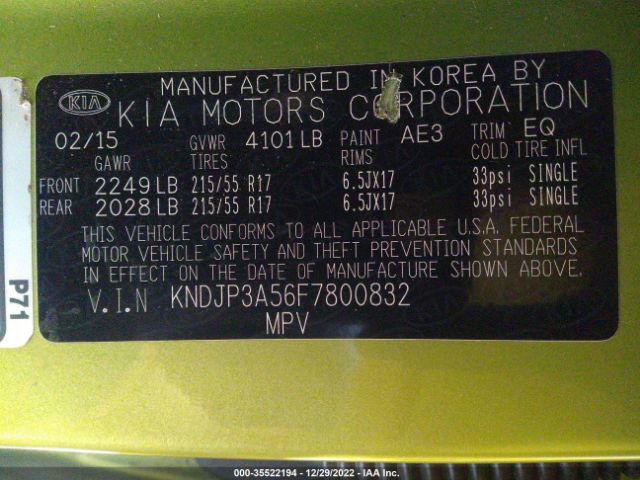 KNDJP3A56F7800832 KIA SOUL +