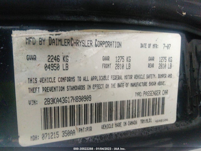 Dodge CHARGER 2007 2B3KA43G17H890909 Image 10