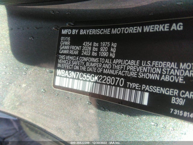 2016 BMW 4 Series, VIN: WBA3N7C55GK228070