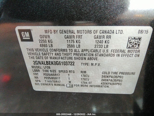 Chevrolet EQUINOX LS 2016 2GNALBEK0G6103722 Image 9