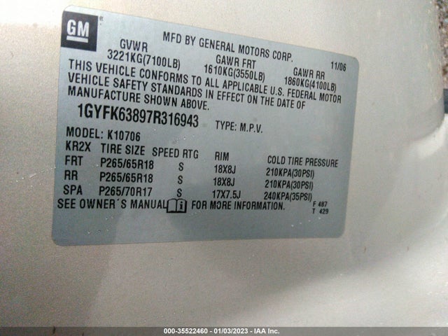 Cadillac Escalade 2007 1GYFK63897R316943 Image 10
