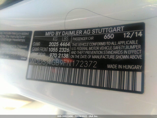 2015 Mercedes-Benz CLA-Class, VIN: WDDSJ4GB9FN172372