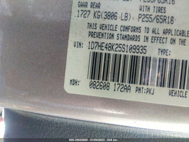 Dodge DAKOTA SLT 2005 1D7HE48K25S109935 Image 10