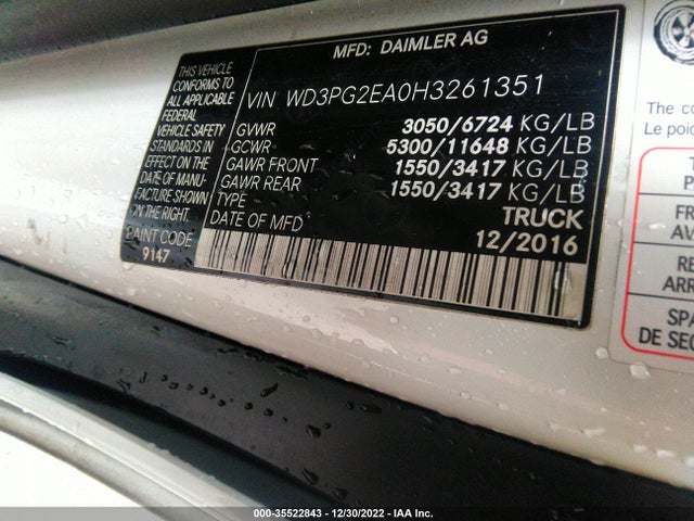 2017 Mercedes-Benz Metris, VIN: WD3PG2EA0H3261351