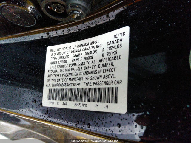 Honda CIVIC COUPE 2019 2HGFC4B68KH300329 Image 10