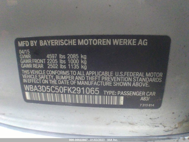 BMW 3 Series 328d Xdrive 2015 WBA3D5C50FK291065 Image 9