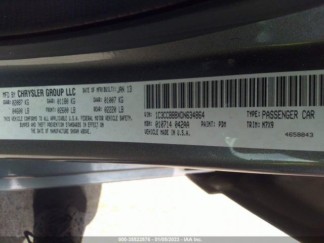 2013 CHRYSLER 200 TOURING VIN: 1C3CCBBBXDN634864