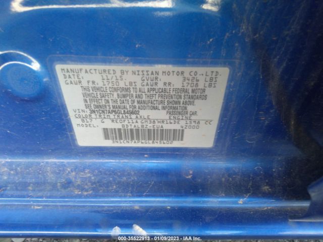 3N1CN7AP6GL845602 Nissan VERSA SV