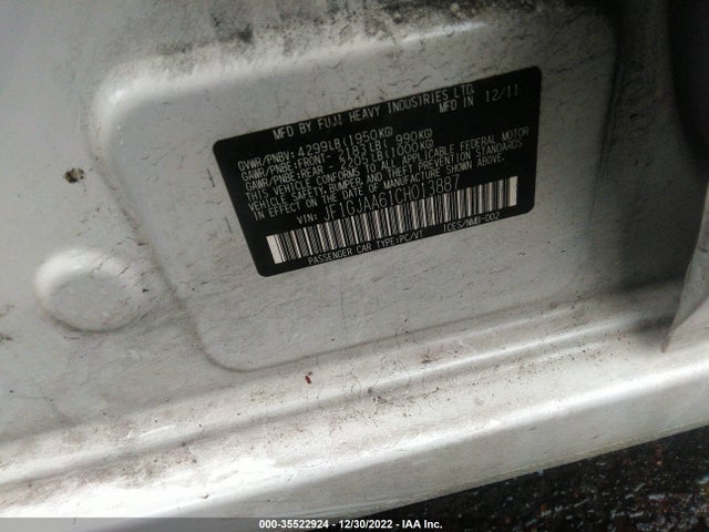 Subaru Impreza Sedan 2.0i 2012 JF1GJAA61CH013887 Image 10
