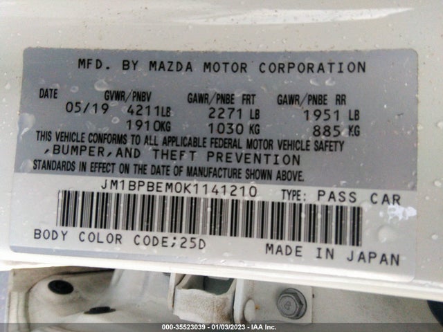 2019 Mazda 3, VIN: JM1BPBEM0K1141210