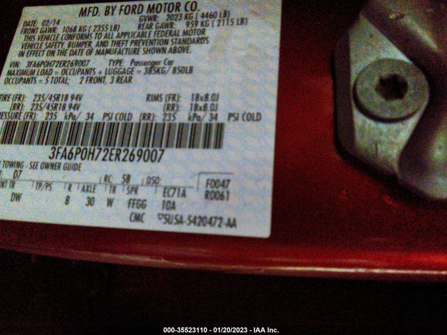 Ford FUSION SE 2014 3FA6P0H72ER269007 Image 11
