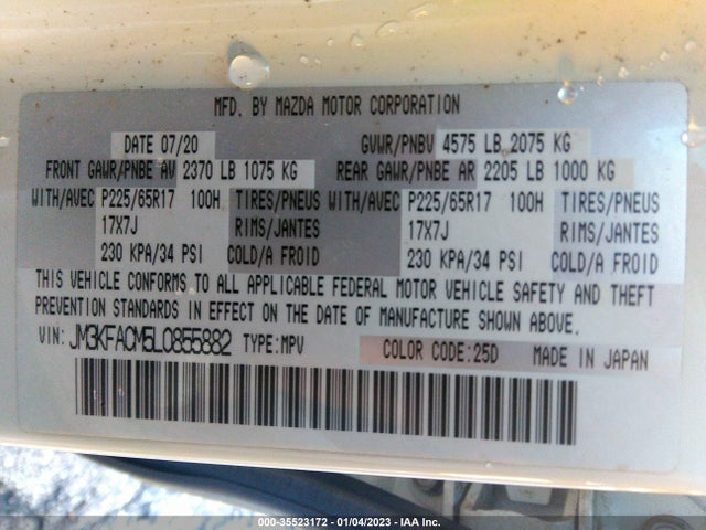 2020 Mazda CX-5, VIN: JM3KFACM5L0855882