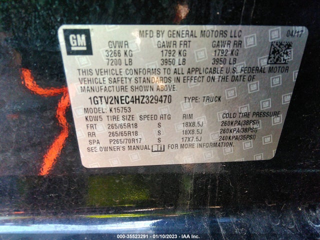 1GTV2NEC4HZ329470 GMC Sierra 1500 Slt