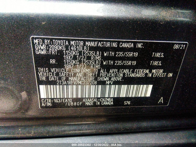 Toyota Rav4 Xle Premium 2021 2T3A1RFV7MC237208 Image 9