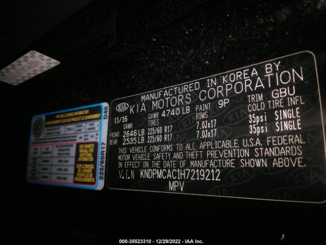 KNDPMCAC1H7219212 KIA Sportage Lx