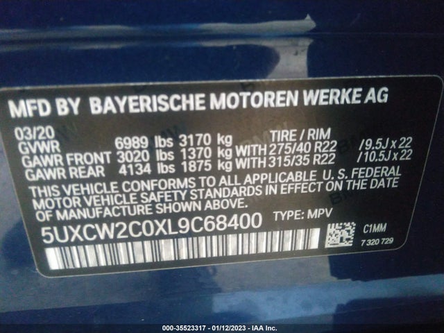 2020 BMW X7, VIN: 5UXCW2C0XL9C68400
