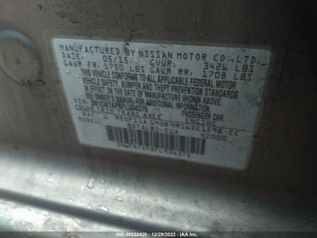 3N1CN7AP8FL934375 Nissan Versa S/s Plus/sl/sv