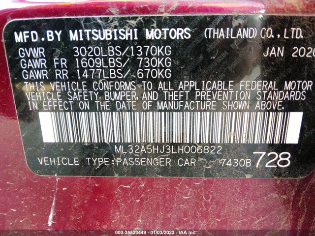 ML32A5HJ3LH006822 Mitsubishi Mirage Le/gt