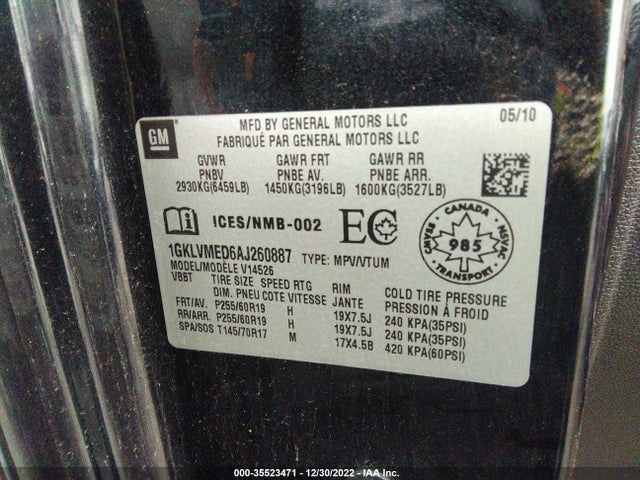 GMC Acadia Slt1 2010 1GKLVMED6AJ260887 Image 9