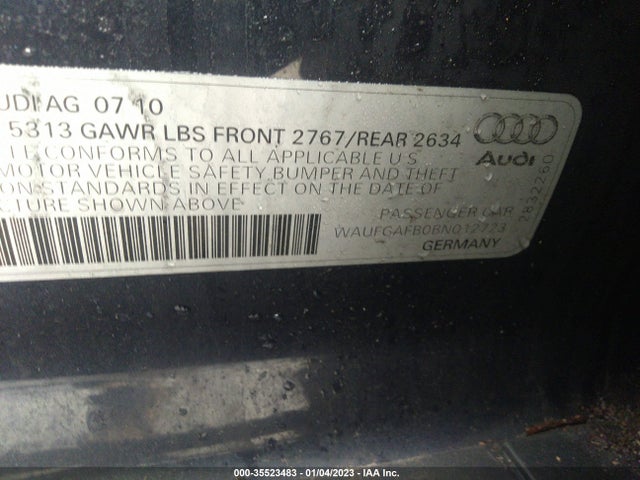 2011 AUDI A6 3.0T PREMIUM PLUS VIN: WAUFGAFB0BN012723