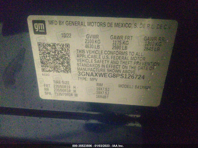 Chevrolet EQUINOX RS 2023 3GNAXWEG8PS126724 Image 9