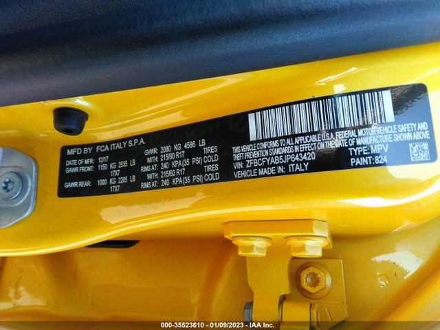 2018 Fiat 500X, VIN: ZFBCFYAB5JP643420