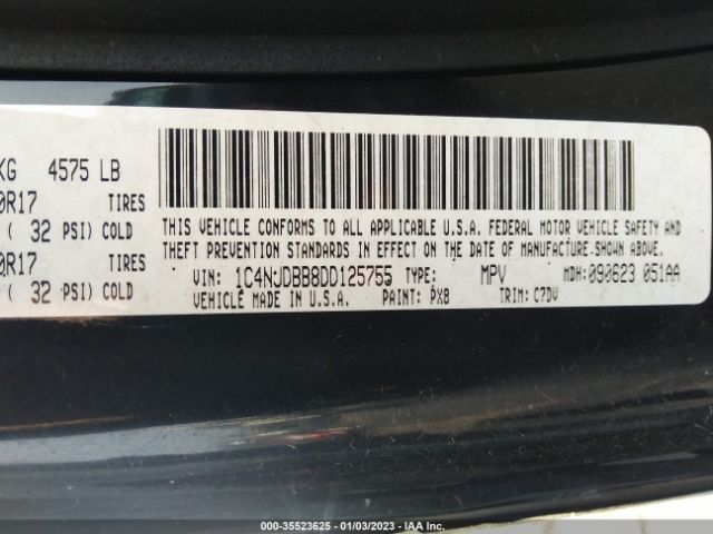1C4NJDBB8DD125755 Jeep Compass Sport
