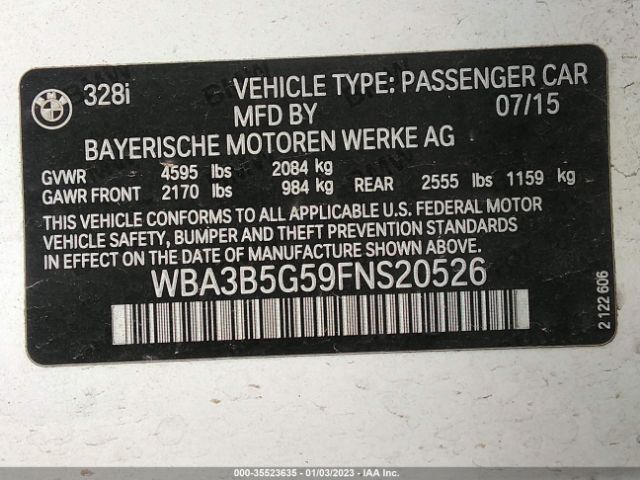WBA3B5G59FNS20526 BMW 3 Series 328i Xdrive