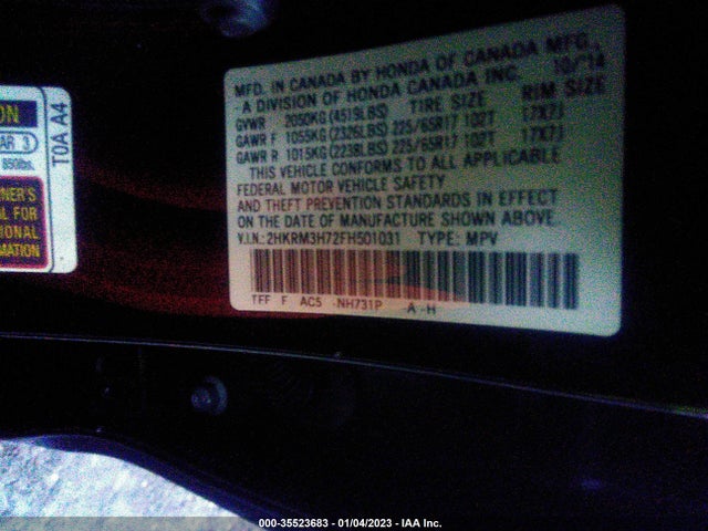 Honda Cr-v Ex-l 2015 2HKRM3H72FH501031 Image 9