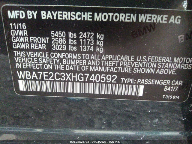 2017 BMW 7 Series, VIN: WBA7E2C3XHG740592