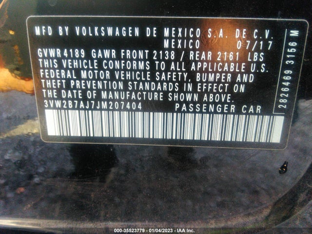 3VW2B7AJ7JM207404 Volkswagen Jetta 1.4t S