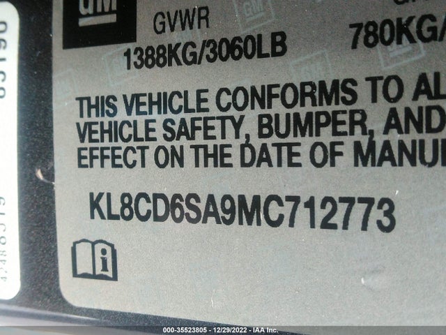 2021 Chevrolet Spark, VIN: KL8CD6SA9MC712773