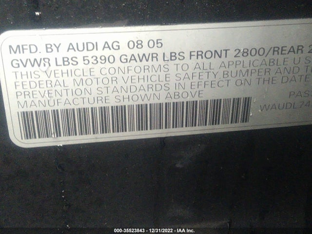 2006 AUDI A6 4.2L VIN: WAUDL74F76N063234