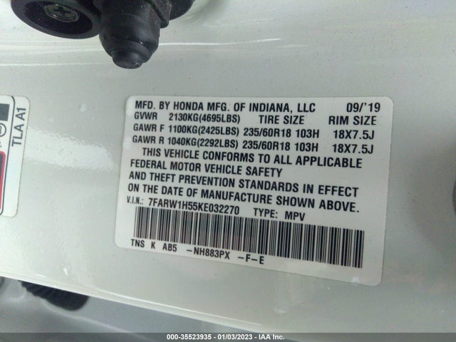2019 Honda CR-V, VIN: 7FARW1H55KE032270