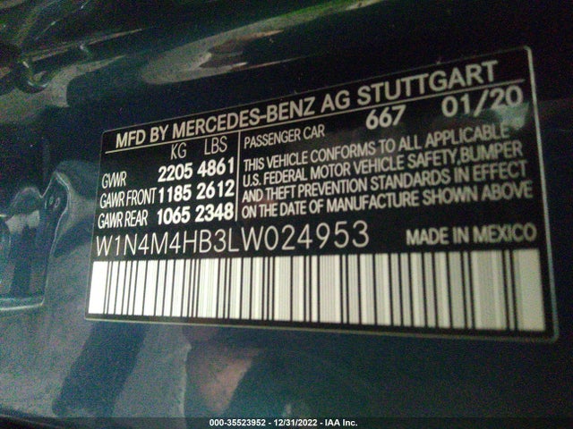 2020 Mercedes-Benz GLB-Class, VIN: W1N4M4HB3LW024953