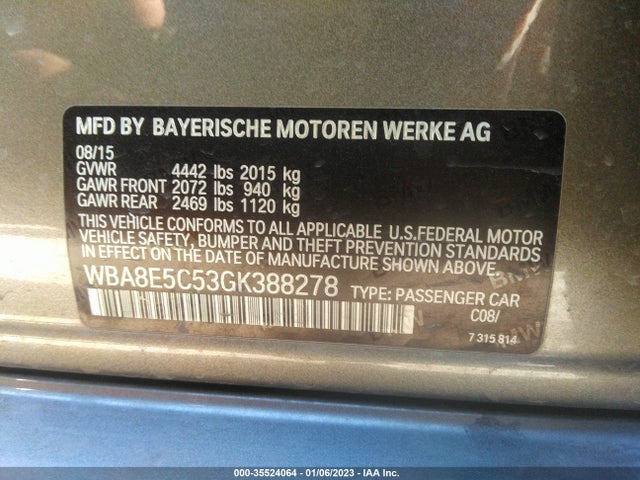 BMW 3 Series 328d 2016 WBA8E5C53GK388278 Image 9