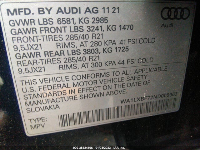 Audi Q7 Premium Plus 2022 WA1LXBF72ND005963 Image 9