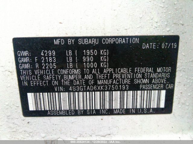 4S3GTAD6XK3750193 Subaru Impreza Premium