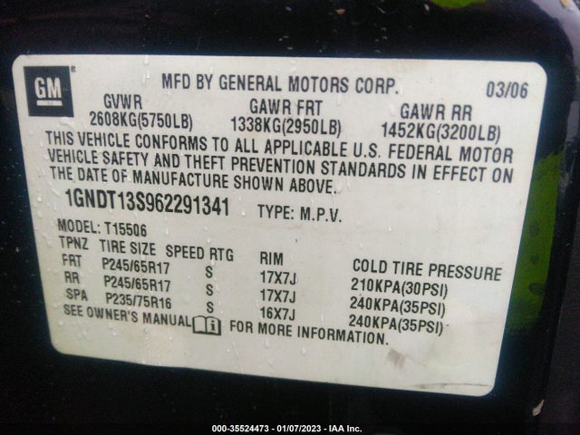 Chevrolet Trailblazer Lt 2006 1GNDT13S962291341 Image 10
