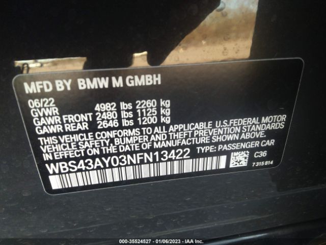 WBS43AY03NFN13422 BMW M3 Competition Xdrive