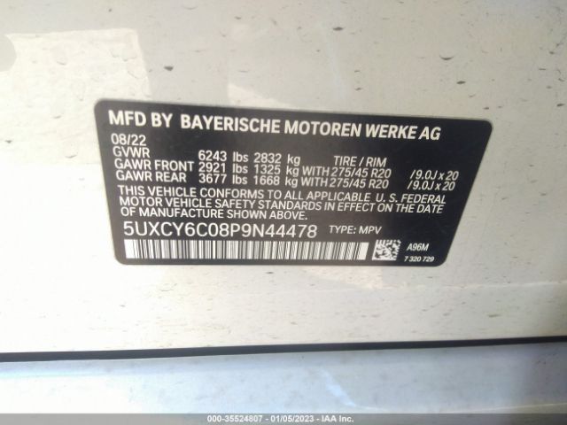 5UXCY6C08P9N44478 BMW X6 Xdrive40i